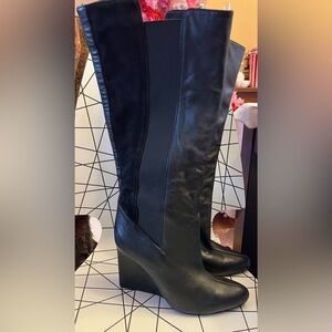 See by Chloe black leather wedge boot to the knee 8.5